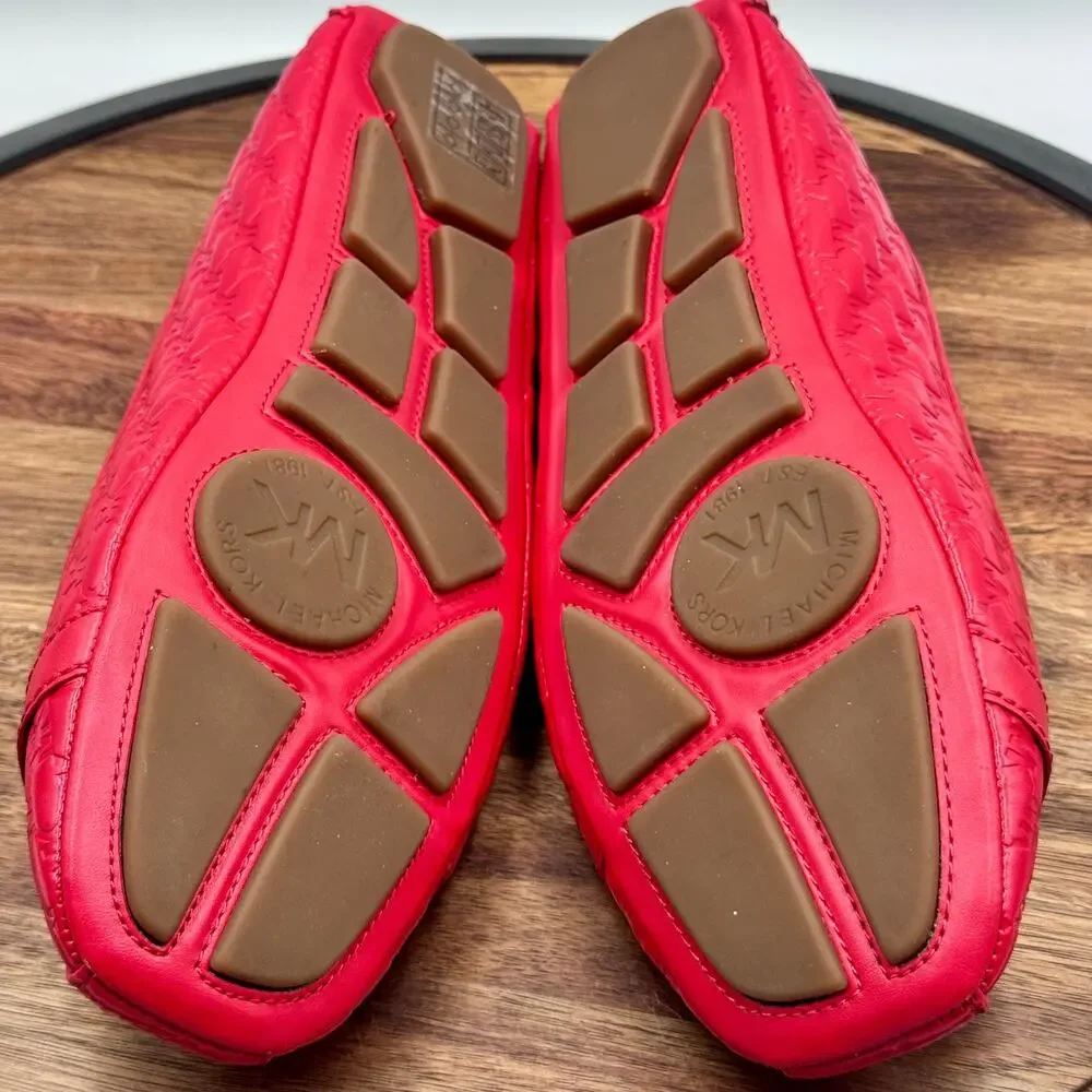 MICHAEL KORS Fulton Logo Embossed Moccasin Red Loafers Ballet Flat Women's 10 - Picture 7 of 12
